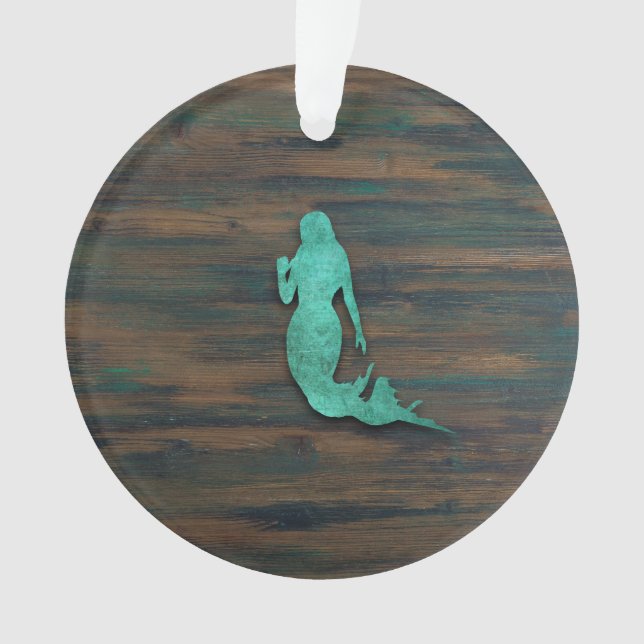 Rustic Mermaid (Teal) Ornament (Front)