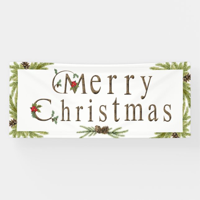 Rustic Merry Christmas Banner (Horizontal)