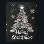 Rustic Merry Christmas Chalkboard Poster<br><div class="desc">Home decor Merry Christmas chalkboard poster featuring festive red baubles and snowy Christmas tree on a chic black and white hand drawn chalkboard background with snowflakes and snow. The perfect festive Christmas poster for decorating your home.</div>