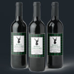 Rustic Merry Christmas Deer Green Plaid Wine Label<br><div class="desc">Rustic Green Buffalo Plaid Reindeer Merry Christmas Wine Label</div>