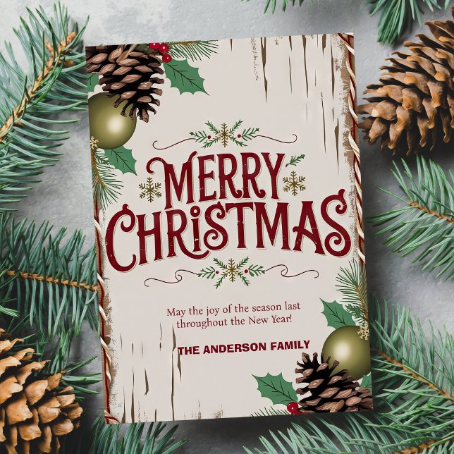 Rustic Merry Christmas Floral Holiday Card (Rustic Merry Christmas Floral Holiday Card)