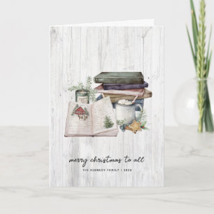 Rustic Merry Christmas Greenery Simple  Holiday  Card