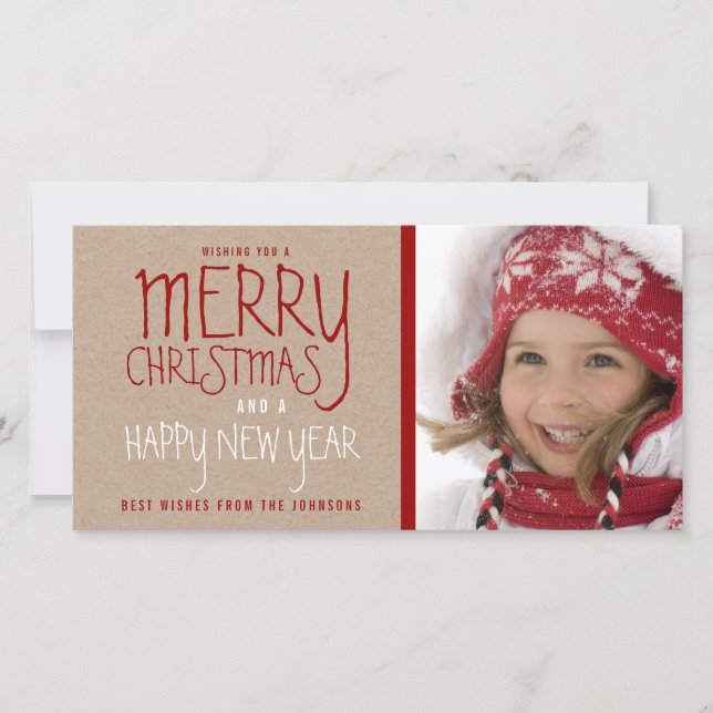 RUSTIC MERRY CHRISTMAS | HOLIDAY PHOTO CARD (Front)