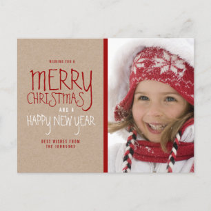 RUSTIC MERRY CHRISTMAS   HOLIDAY PHOTO POSTCARD