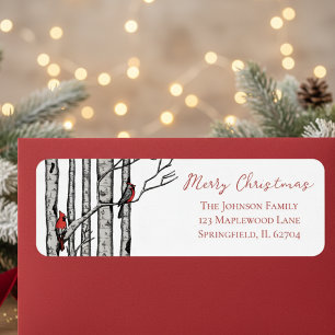 Rustic Merry Christmas Red Cardinal Return Address