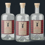 Rustic Merry Christmas Red Plaid Kraft Liquor Bottle Label<br><div class="desc">Rustic Kraft Red Buffalo Plaid Reindeer Merry Christmas Liquor Bottle Label</div>