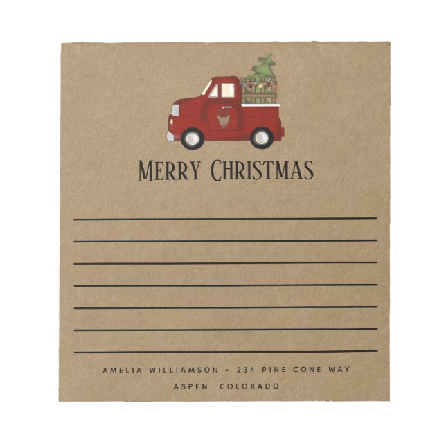 Rustic Merry Christmas Santa's Truck Country  Notepad (Front)