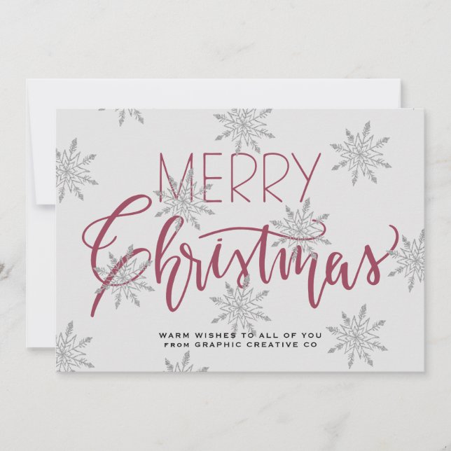 Rustic Merry Christmas script business corporate Holiday Card (Front)