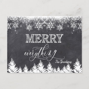 "Rustic Merry Everything Chalkboard Typography Announcement Postcard