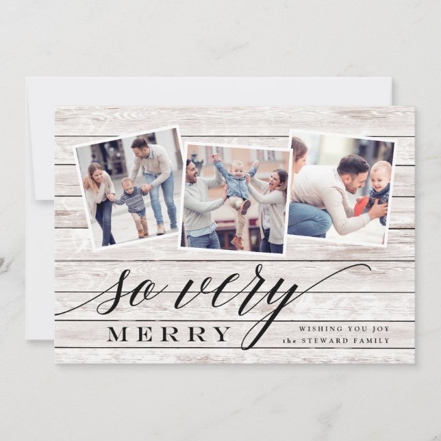 Rustic Merry | Holiday Photo Collage Card (Front)