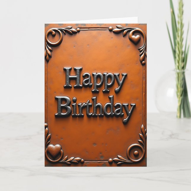 Rustic Metal Birthday Card (Front)