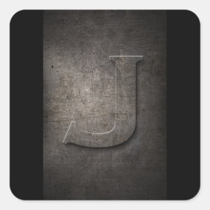 Rustic Metal J Monogram Square Sticker