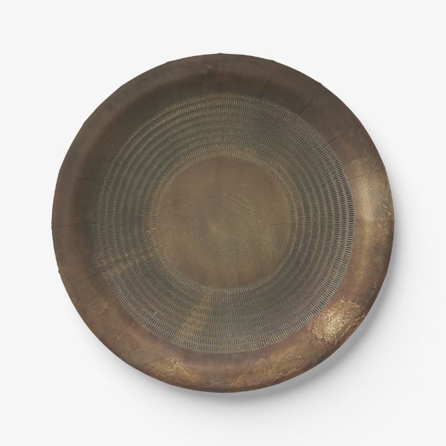 Rustic metal-look paper plate (Front)