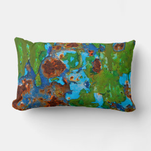 Rustic Metal Peeling Paint Grunge Vintage Lumbar Cushion