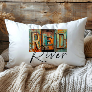 Rustic Metal Red River Louisiana State Lumbar Cushion
