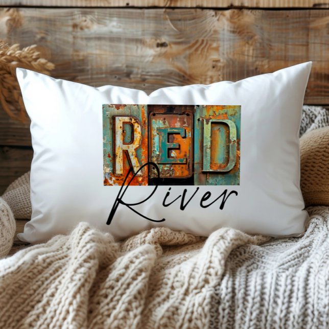 Rustic Metal Red River Louisiana State Lumbar Cushion (Creator Uploaded)