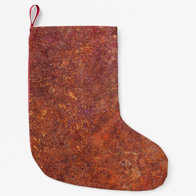 Rustic metal: textured surface. small christmas stocking (Front)