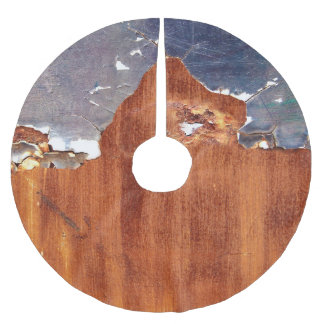Rustic Metal: Vintage Iron Texture. Brushed Polyester Tree Skirt