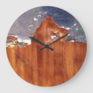 Rustic Metal: Vintage Iron Texture. Large Clock