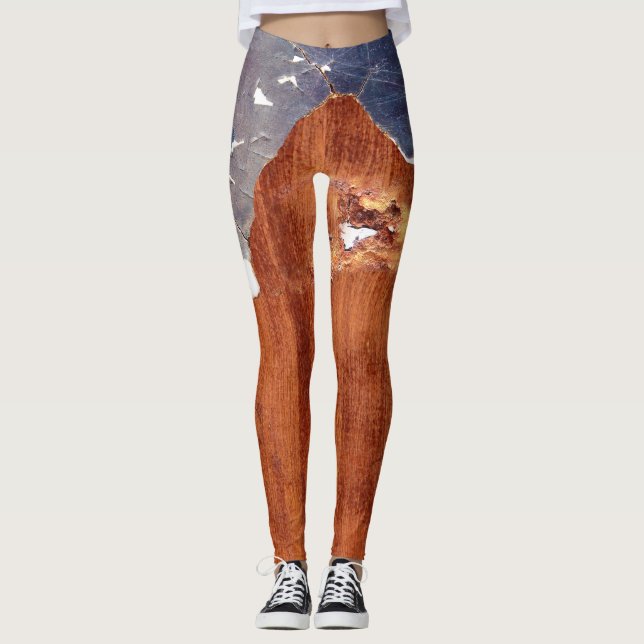 Rustic Metal: Vintage Iron Texture. Leggings (Front)