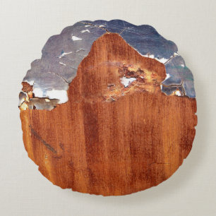 Rustic Metal: Vintage Iron Texture. Round Cushion
