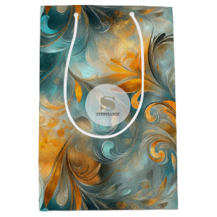Rustic Metallic Paisley Abstract -Vintage-Inspired Medium Gift Bag