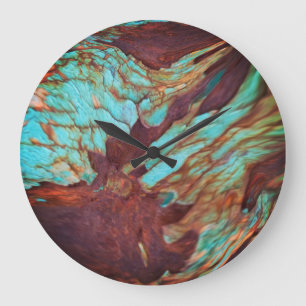 Rustic Metallic Rust Paint Effect. Industrial Art Large Clock