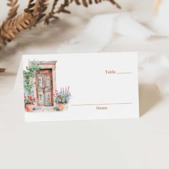 Rustic Mexico Terracotta Wedding Folded Place Card (Rustic Wedding Place Card)