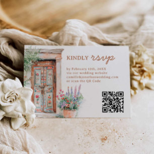 Rustic Mexico Wedding QR Code RSVP Card