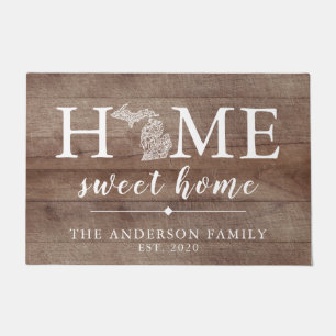 Rustic MICHIGAN Personalised State Doormat