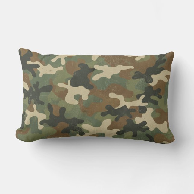 Rustic Military Camo Pattern Lumbar Cushion (Front)