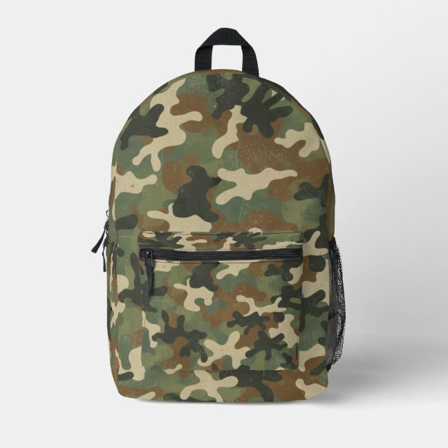 Rustic Military Camo Pattern Printed Backpack (Front)