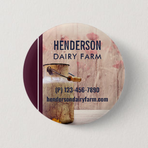 Rustic Milk Can Country Style on Wood Business 6 Cm Round Badge