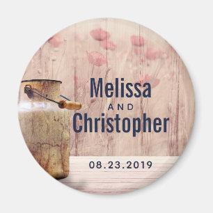 Rustic Milk Can Country Wedding Date Magnet