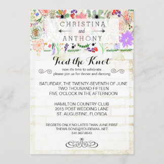 Rustic Mini Flower Water Colour Post Wedding Invit Invitation