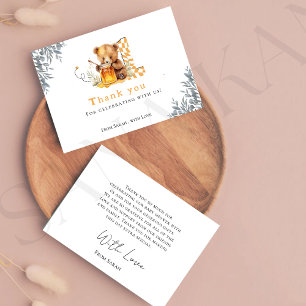 Rustic Minimal bear honey 1st birthday thankyou Thank You Card