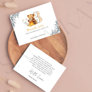 Rustic Minimal bear honey 3rd birthday thankyou Thank You Card