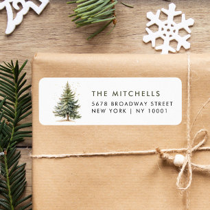 Rustic Minimal Christmas Pine Tree Return Address