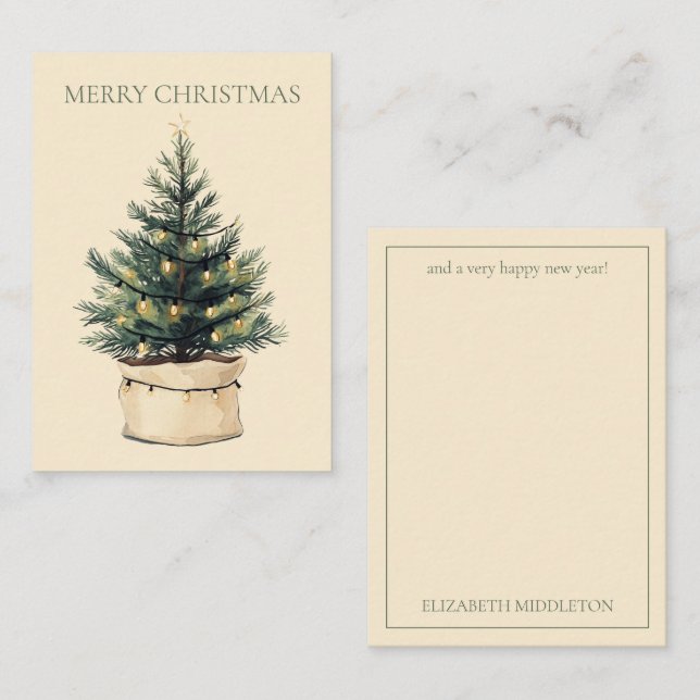 Rustic Minimal Christmas Tree Card (Front/Back)
