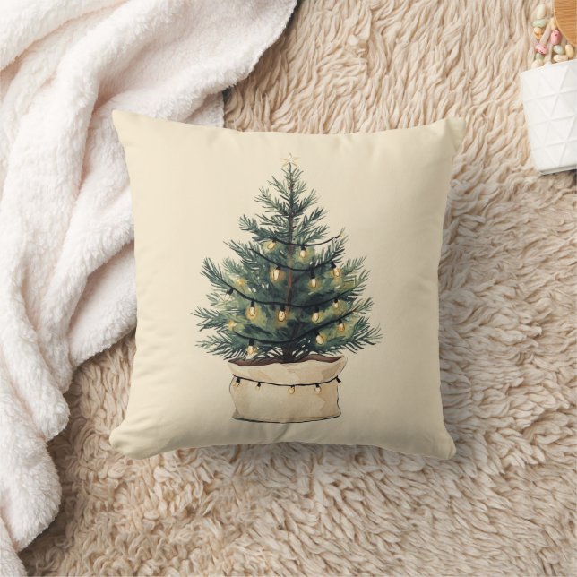 Rustic Minimal Christmas Tree Cushion (Blanket)