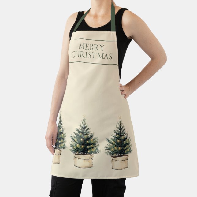 Rustic Minimal Christmas Tree Holiday Apron (Insitu)