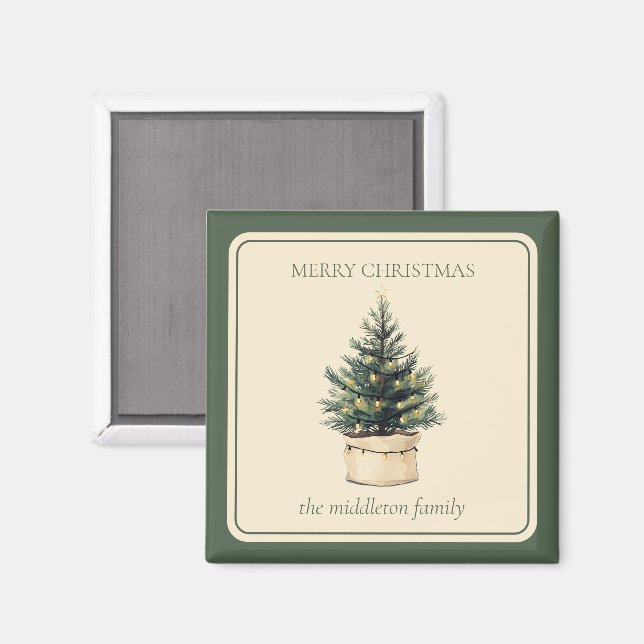 Rustic Minimal Christmas Tree Magnet (Front/Back)