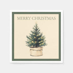 Rustic Minimal Christmas Tree Napkin