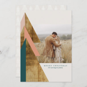 Rustic Minimal Christmas Tree Photo Christmas Card