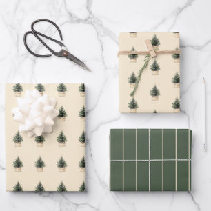 Rustic Minimal Christmas Tree Wrapping Paper Sheet