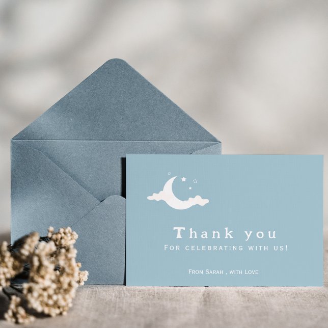 Rustic Minimal Cute blue cloud thankyou Thank You Card (Creator Uploaded)