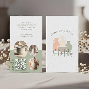 Rustic Minimal Pottery Photo Collage Business Card