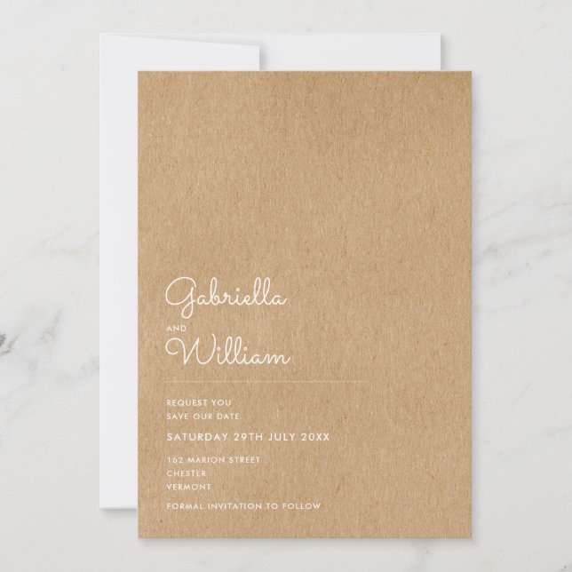 Rustic Minimal Script Save the Date (Front)