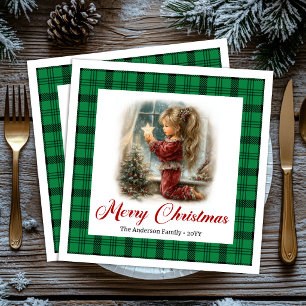 Rustic Minimal Style Gathering Christmas Scene  Napkin
