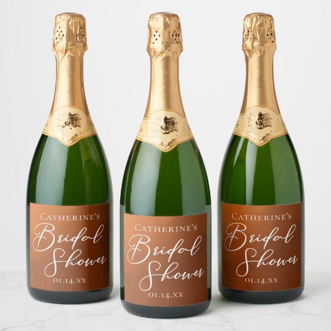 Rustic Minimalist Bridal Shower Personalised Sparkling Wine Label (Bottles)
